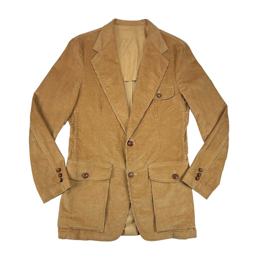 VTG 70s Lee Corduroy Blazer Mens 40L Camel Tan Western Sport Coat Slim Fit